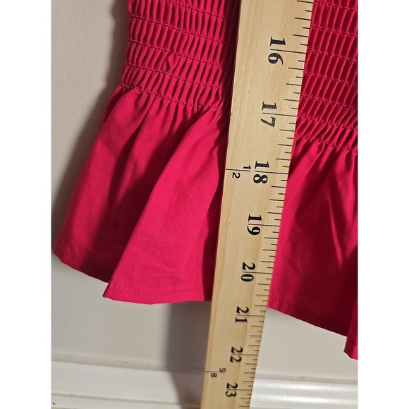 ZARA Fuchsia Pink Bow Poplin Top XS Sleeveless Statement Blouse Fitted Chic - Picture 9 of 11